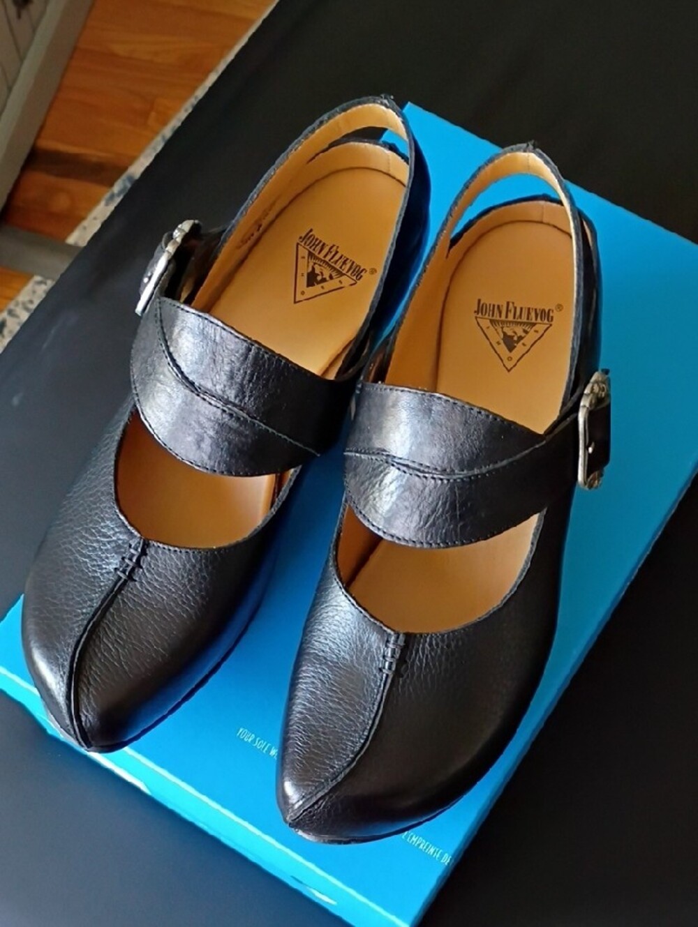 John Fluevog --Prepare Generator-- Black Slingback Platform Heels - Picture 4 of 5